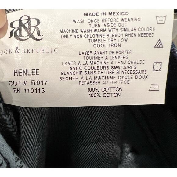 Rock & Republic Henlee Jeans Womens Size 34 Dark Blue Denim Straight Leg Classic - Picture 4 of 10
